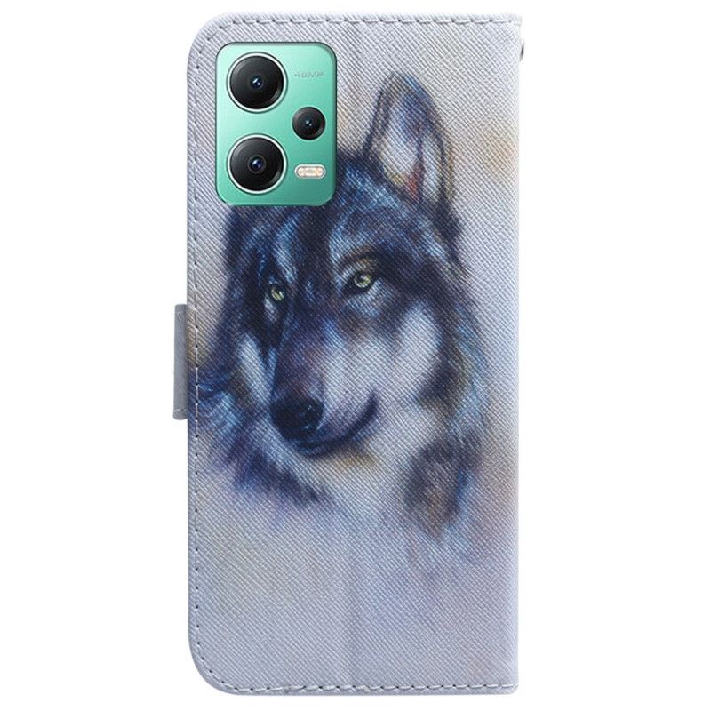 Kožené Puzdro Xiaomi Redmi Note 12 5G Strappy Watercolor Wolf