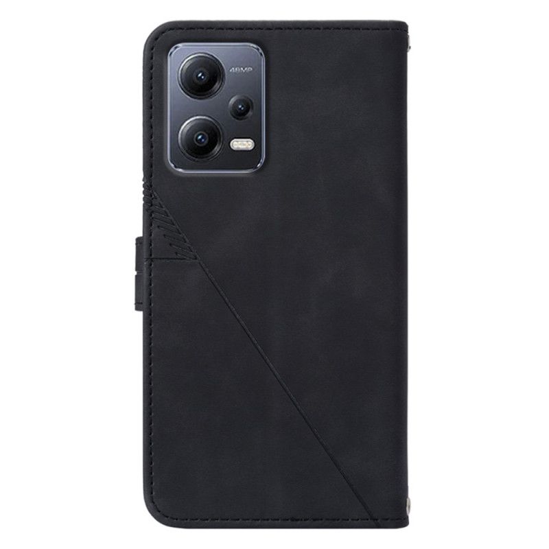 Kožené Puzdro Xiaomi Redmi Note 12 5G Trojuholníky Popruhov