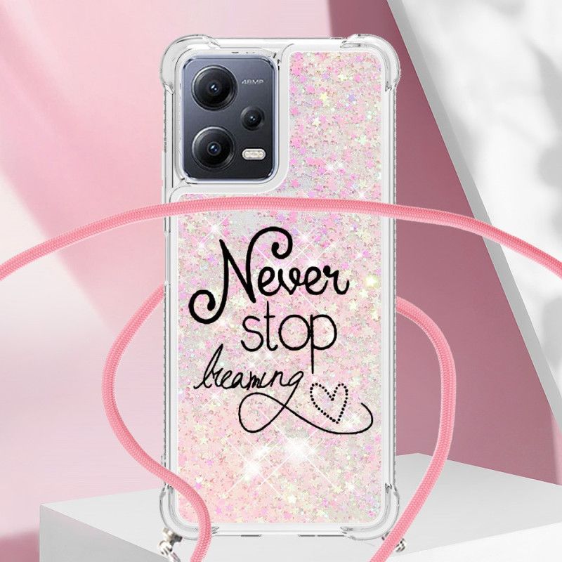 Kryt Xiaomi Redmi Note 12 5G Never Stop Glitter Drawstring