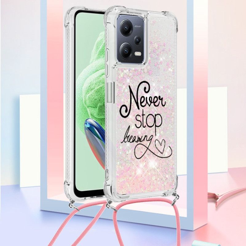 Kryt Xiaomi Redmi Note 12 5G Never Stop Glitter Drawstring