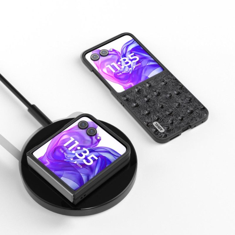 Kryt Motorola Razr 50 Ultra Koža S Textúrou Pštrosa Abeel