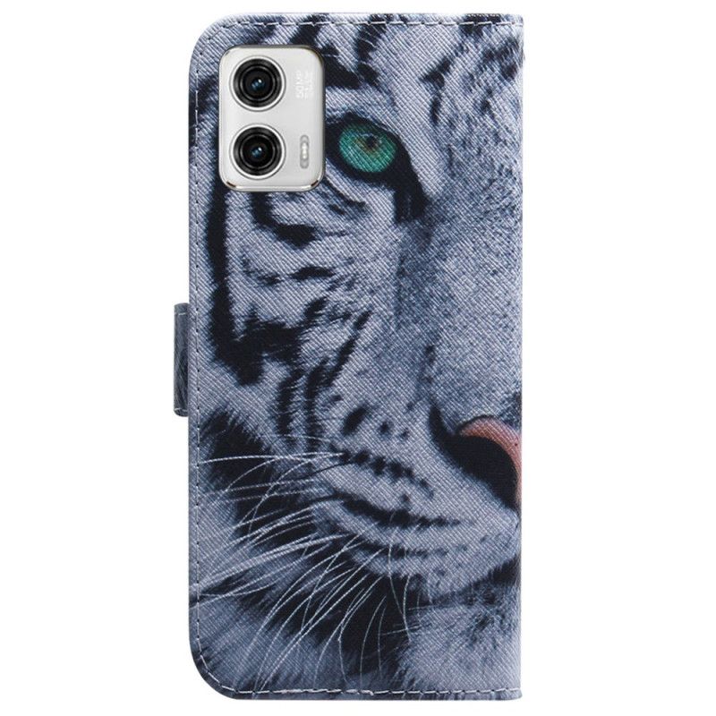 Flipové Puzdro Moto G73 5G Strappy Biely Tiger