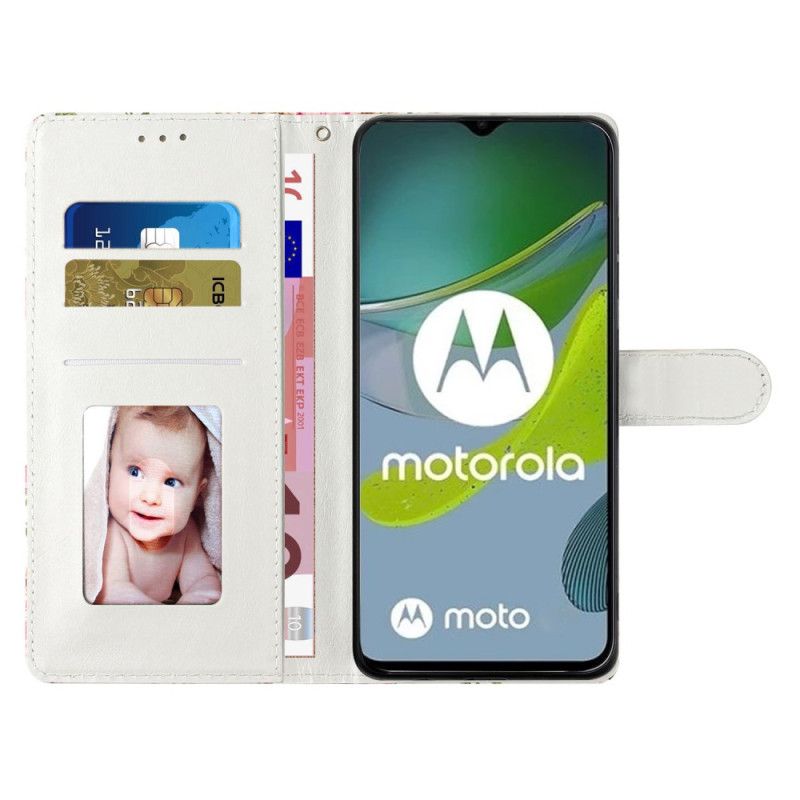 Flipové Puzdro Moto G73 5G Zlaté Motýle S Remienkom