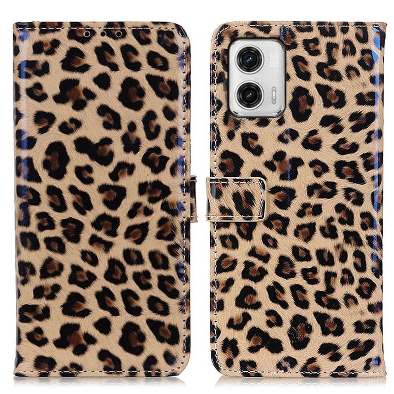 Kožené Puzdro Moto G73 5G Leopard