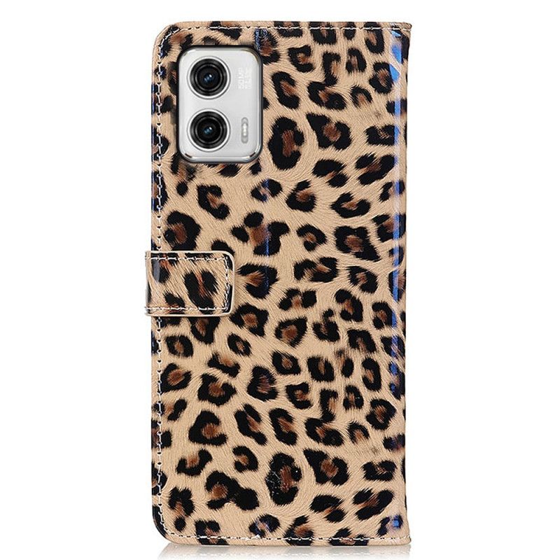 Kožené Puzdro Moto G73 5G Leopard