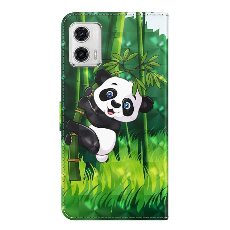 Kožené Puzdro Moto G73 5G Panda A Bambus So Šnúrkou