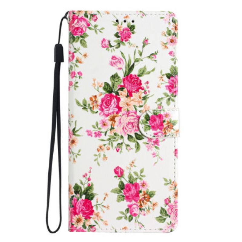 Kožené Puzdro Moto G73 5G Remienok Liberty Flowers