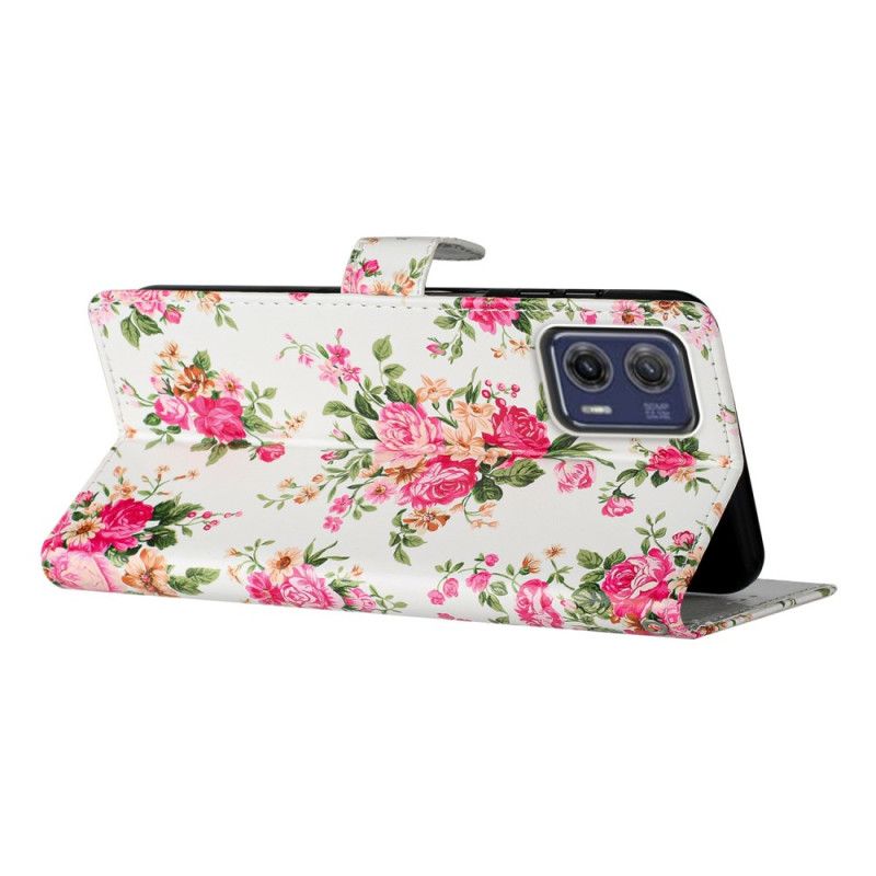 Kožené Puzdro Moto G73 5G Remienok Liberty Flowers