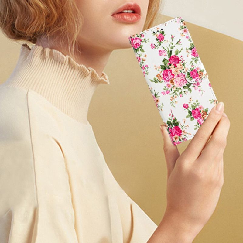 Kožené Puzdro Moto G73 5G Remienok Liberty Flowers