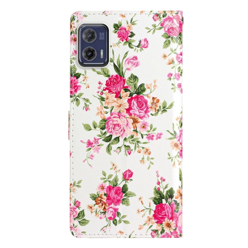 Kožené Puzdro Moto G73 5G Remienok Liberty Flowers