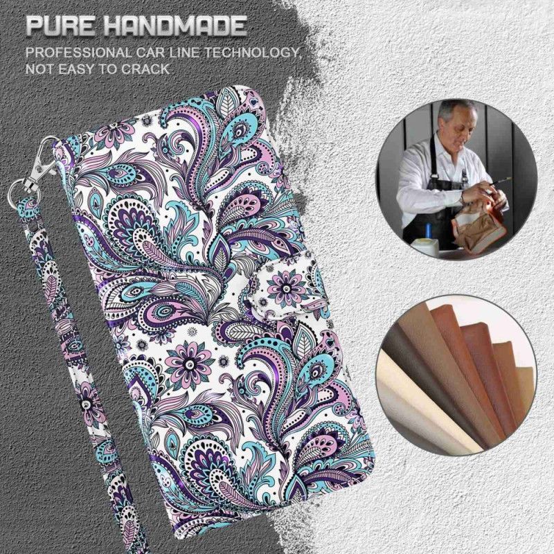 Kožené Puzdro Moto G73 5G Strappy Paisley Vzor