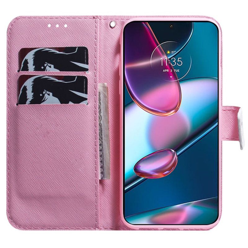 Kožené Puzdro Moto G73 5G Strappy Rose Flower