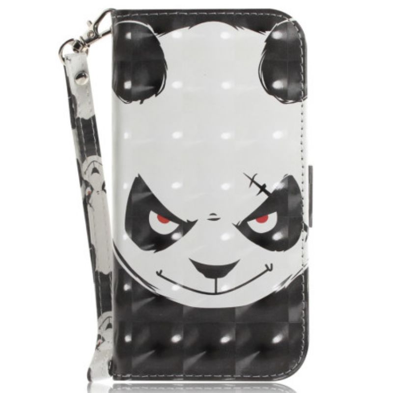 Peňaženkový Kryt Moto G73 5G Angry Panda With Lanyard