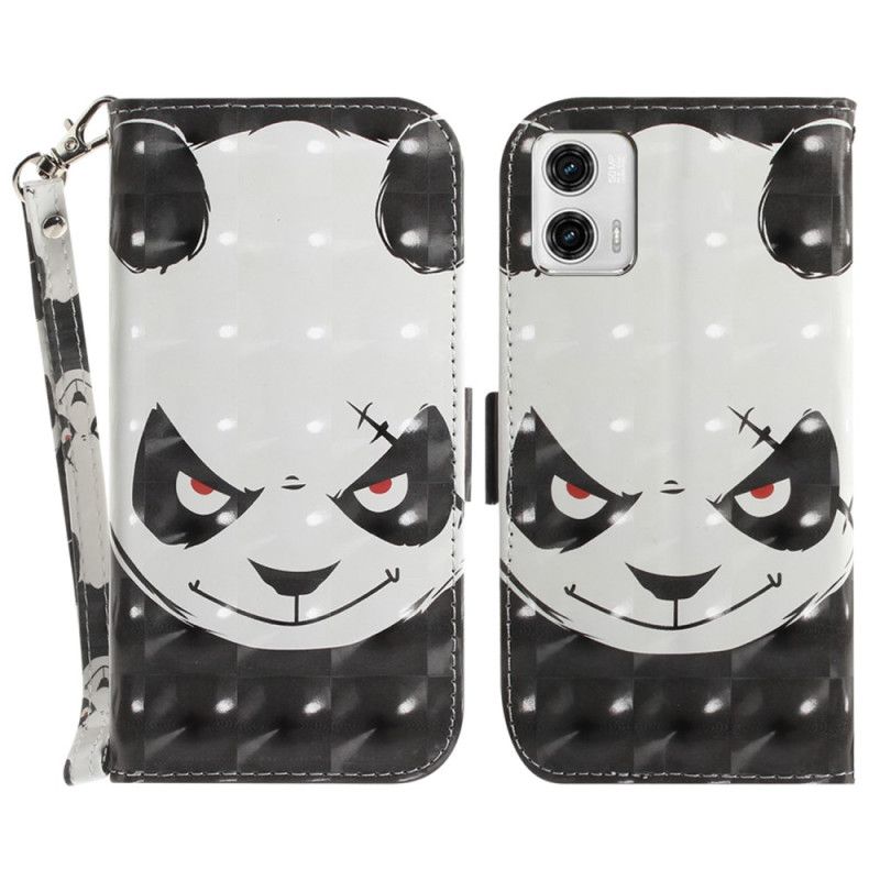 Peňaženkový Kryt Moto G73 5G Angry Panda With Lanyard