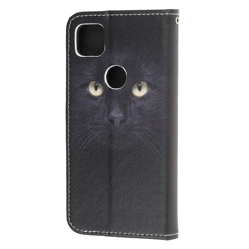 Kožené Puzdro Google Pixel 4A Strappy Black Cat Eyes