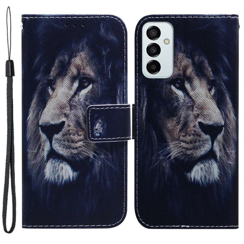 Kožené Puzdro Samsung Galaxy M13 Lanyard Lion