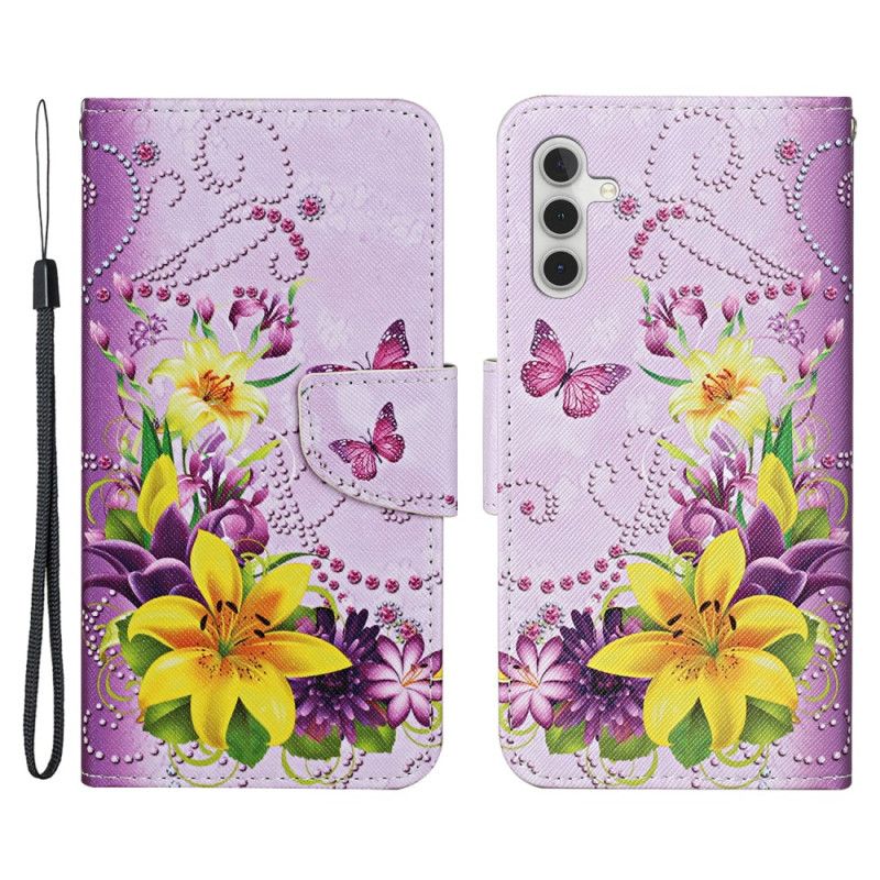 Flipové Puzdro Samsung Galaxy A54 5G Masterful Butterflies With Lanyard