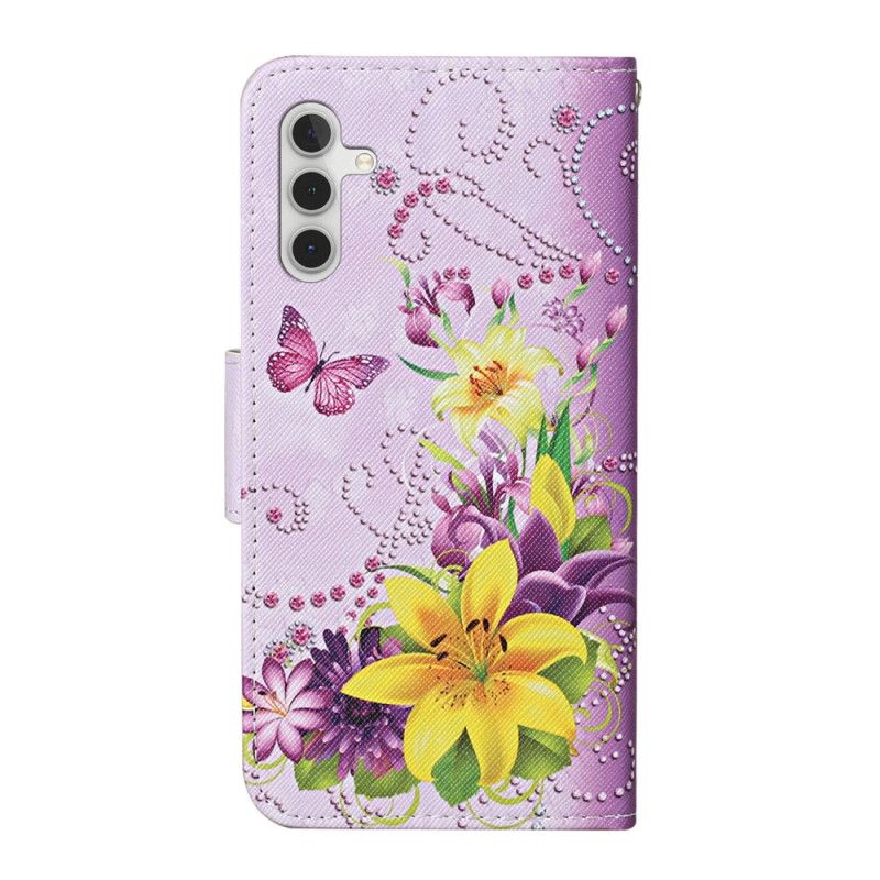 Flipové Puzdro Samsung Galaxy A54 5G Masterful Butterflies With Lanyard