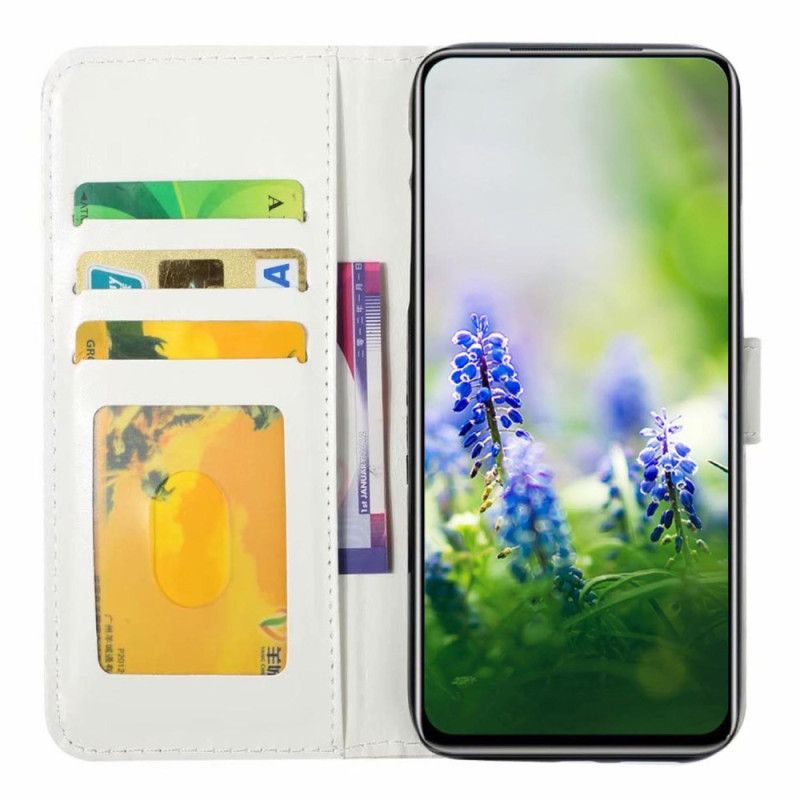 Kožené Puzdro Samsung Galaxy A54 5G Modrý Motýľ S Remienkom