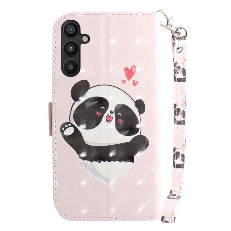 Kožené Puzdro Samsung Galaxy A54 5G Panda Love With Lanyard