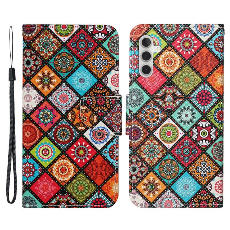 Kožené Puzdro Samsung Galaxy A54 5G Patchwork S Lanyardom