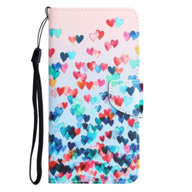 Kožené Puzdro Samsung Galaxy A54 5G Strappy Hearts Rain