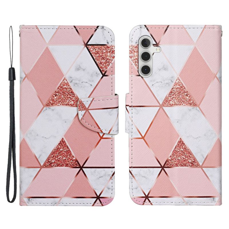 Peňaženkový Kryt Samsung Galaxy A54 5G Marble And Glitter Strappy