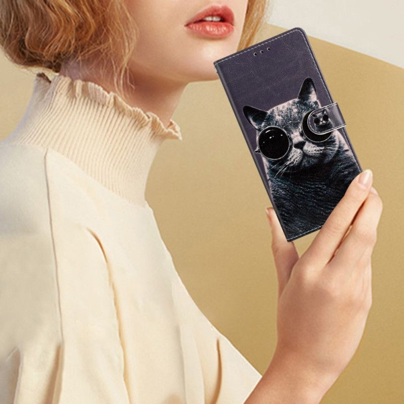 Peňaženkový Kryt Samsung Galaxy A54 5G Okuliare Cat Strappy