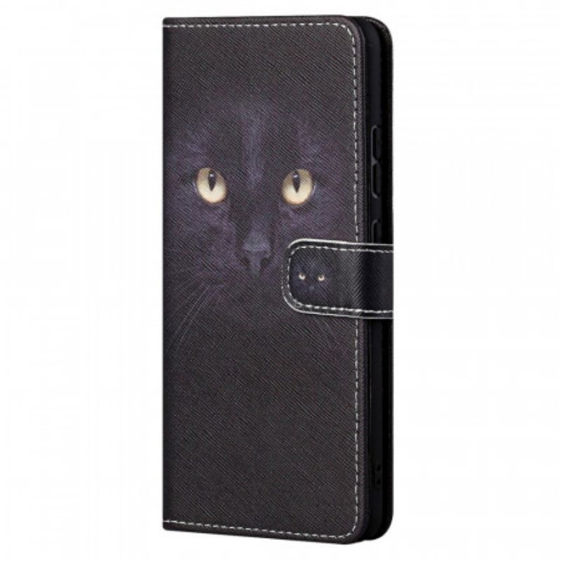 Kožené Puzdro Xiaomi Redmi Note 11 / 11S Strappy Black Cat Eyes