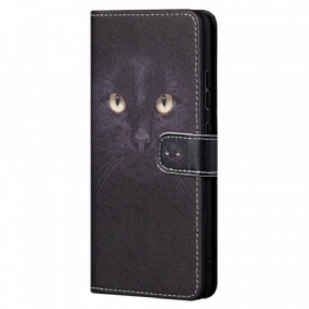 Kožené Puzdro Xiaomi Redmi Note 11 / 11S Strappy Black Cat Eyes