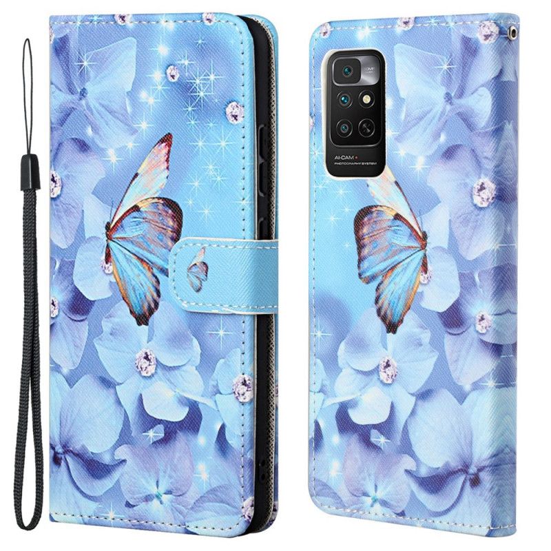 Kožené Puzdro Xiaomi Redmi Note 11 / 11S Strappy Diamond Butterflies