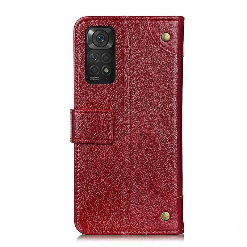 Peňaženkový Kryt Xiaomi Redmi Note 11 / 11S Vintage Nity Z Kože Nappa