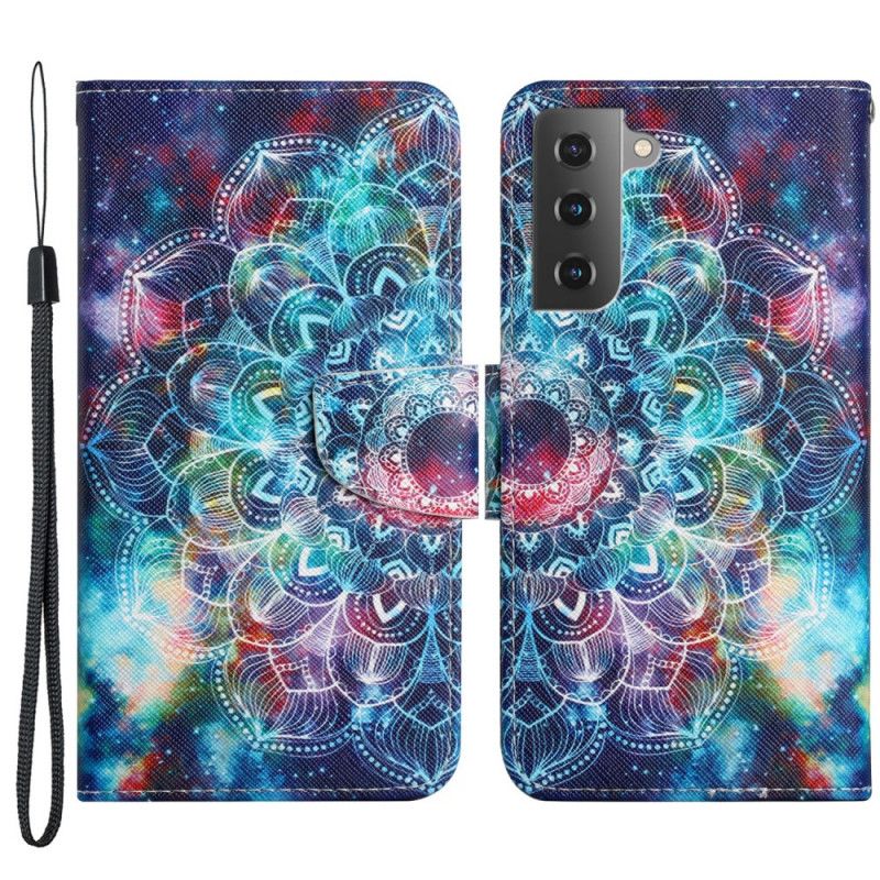 Flipové Puzdro Samsung Galaxy S22 Plus 5G Okázalý Popruh Half Mandala