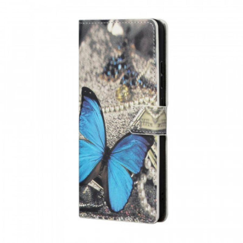 Kožené Puzdro Samsung Galaxy S22 Plus 5G Butterfly Prestige Blue