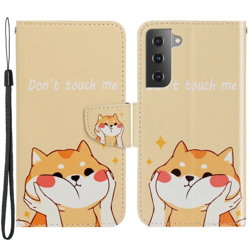 Kožené Puzdro Samsung Galaxy S22 Plus 5G Cat Don't Touch Me S Popruhom