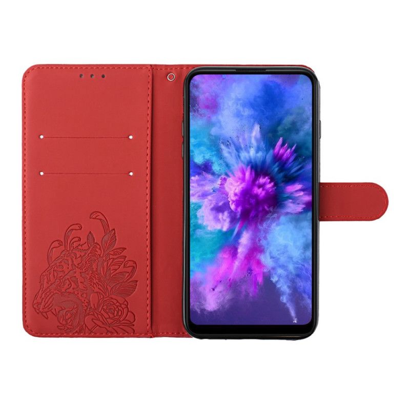 Peňaženkový Kryt Huawei P50 Pro Strappy Barokový Tiger