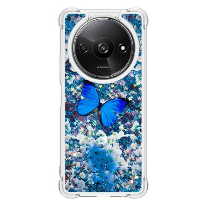 Kryt Na Poco C61 Blue Butterfly Glitter