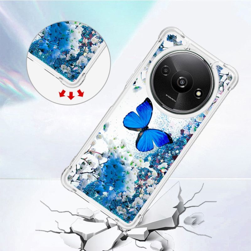 Kryt Na Poco C61 Blue Butterfly Glitter