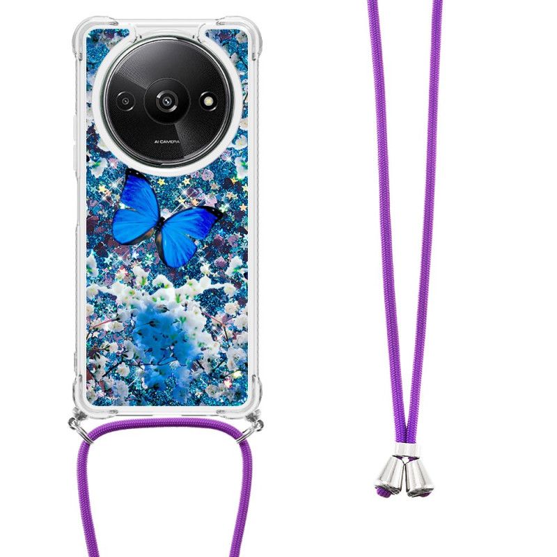 Kryt Na Poco C61 Blue Butterfly Glitter