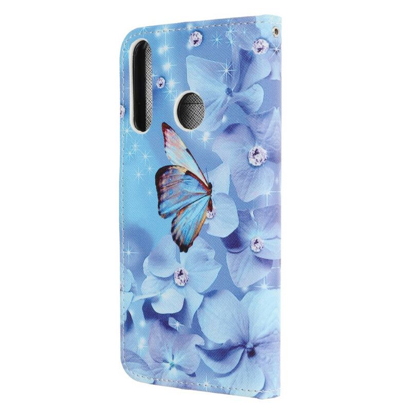 Flipové Puzdro Huawei P40 Lite E Strappy Diamond Butterflies