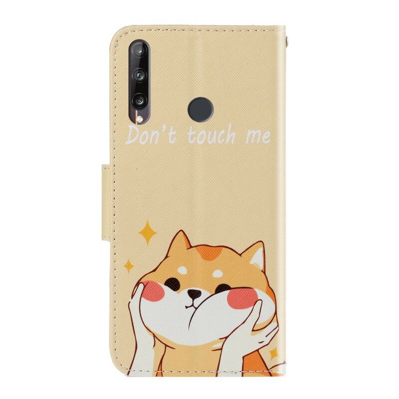 Kožené Puzdro Huawei P40 Lite E Cat Don't Touch Me S Popruhom