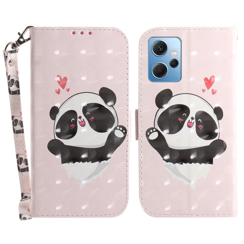 Kožené Puzdro Xiaomi Redmi Note 12 4G Panda Love With Lanyard