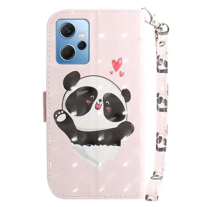 Kožené Puzdro Xiaomi Redmi Note 12 4G Panda Love With Lanyard