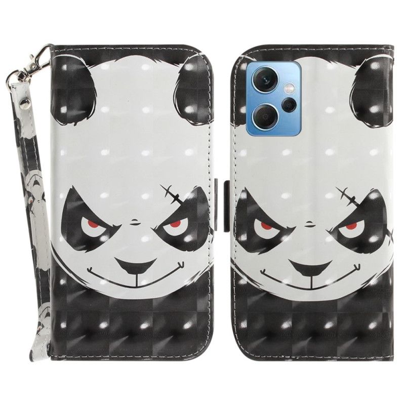 Peňaženkový Kryt Xiaomi Redmi Note 12 4G Angry Panda With Lanyard