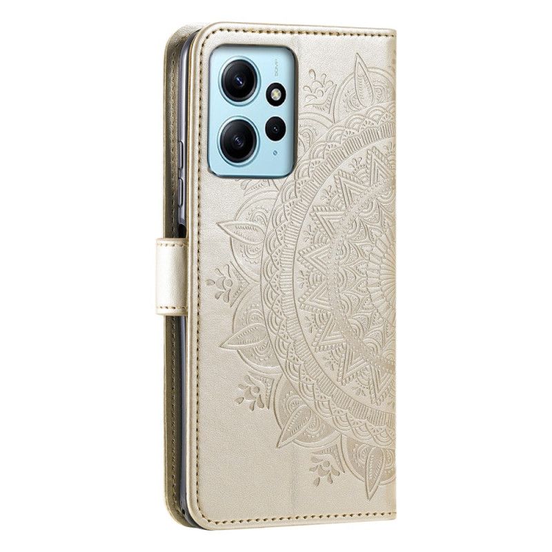 Peňaženkový Kryt Xiaomi Redmi Note 12 4G Mandala Sun So Šnúrkou