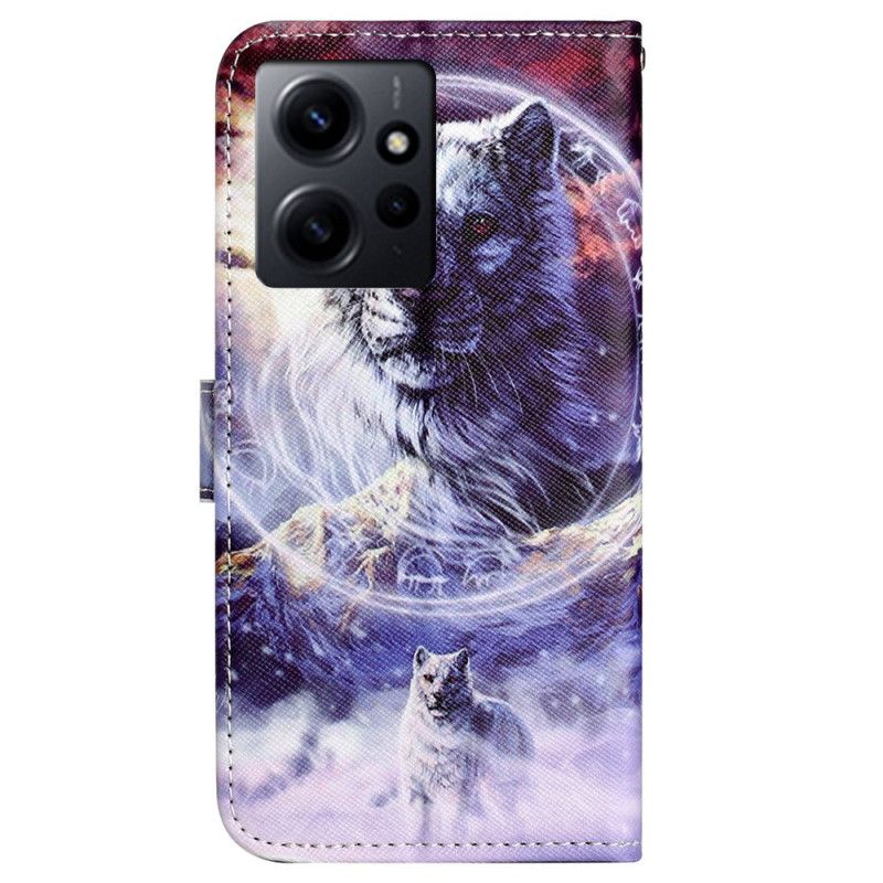 Peňaženkový Kryt Xiaomi Redmi Note 12 4G Strappy Snow Wolf