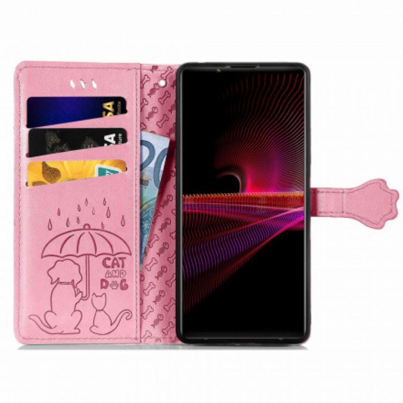 Kožené Puzdro Sony Xperia 1 III Animované Zvieratá