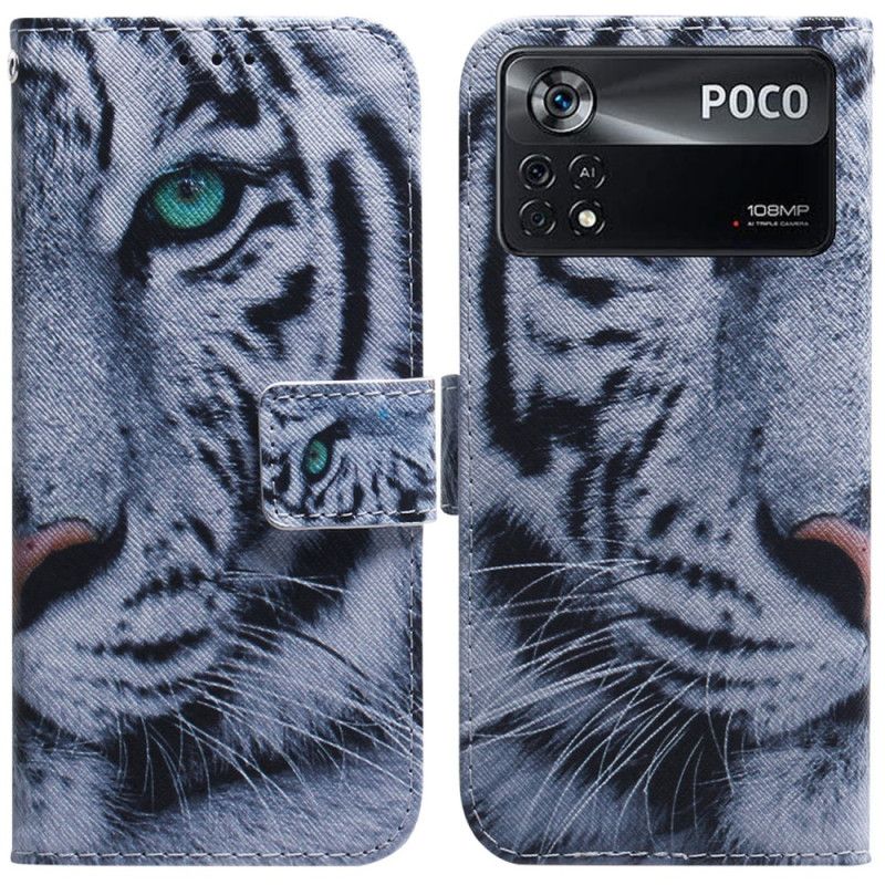 Kožené Puzdro Poco X4 Pro 5G Biely Tiger