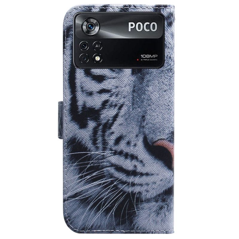 Kožené Puzdro Poco X4 Pro 5G Biely Tiger