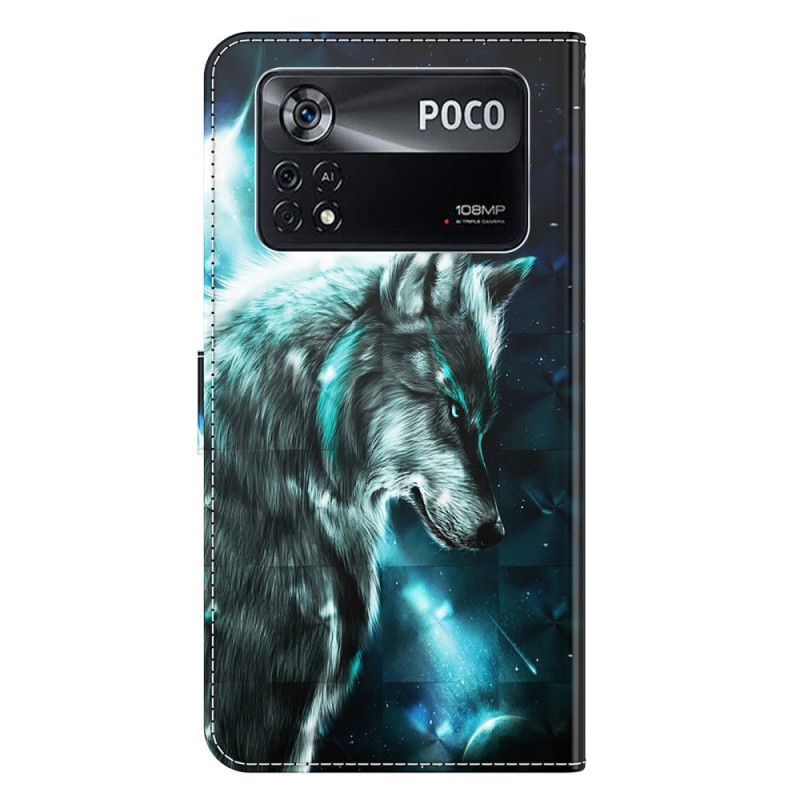 Kožené Puzdro Poco X4 Pro 5G Lanyard Wolf